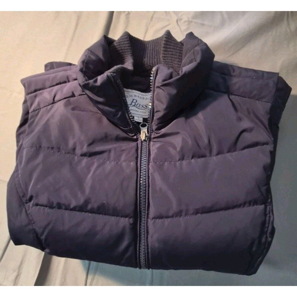 G.H. Bass Quilted Down Puffer Vest Womens Size Small Navy Blue Full Zip